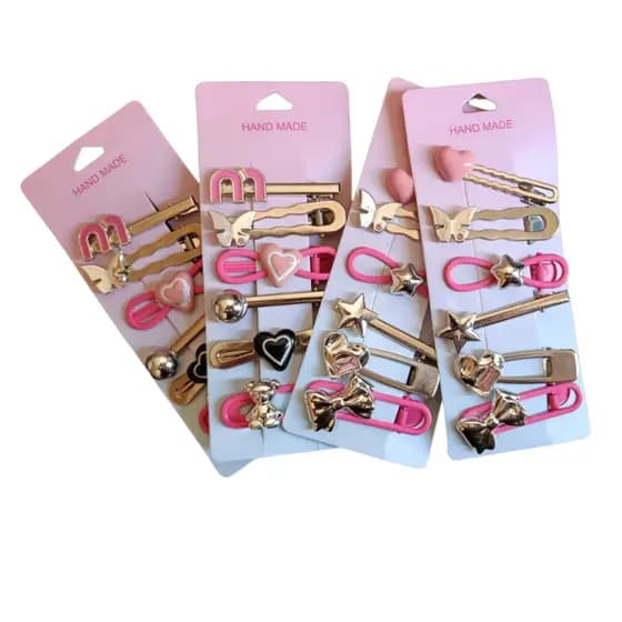 Presilha de Cabelo Grampos Clipes Coloridos - Kit 6 Peças