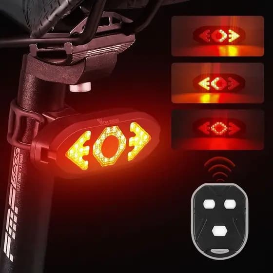 Lanterna Traseira para Bicicleta com Seta e Controle Remoto Luz LED Recarregável USB Bike MTB Speed