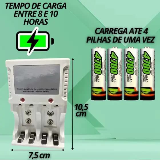Carregador De Pilha 9volts Modelos Aa Aaa Bateria 110v/220v