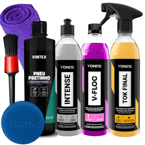 KIT SHAMPOO V-FLOC CERA TOK FINAL REVITALIZADOR INTENSE PNEU PRETINHO VONIXX VINTEX