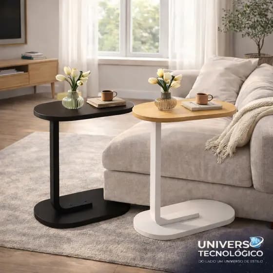 Mesa De Apoio De Canto Ferro Mdf Lateral Notebook Café Para Sofá Cama Escritório Cabeceira Sala