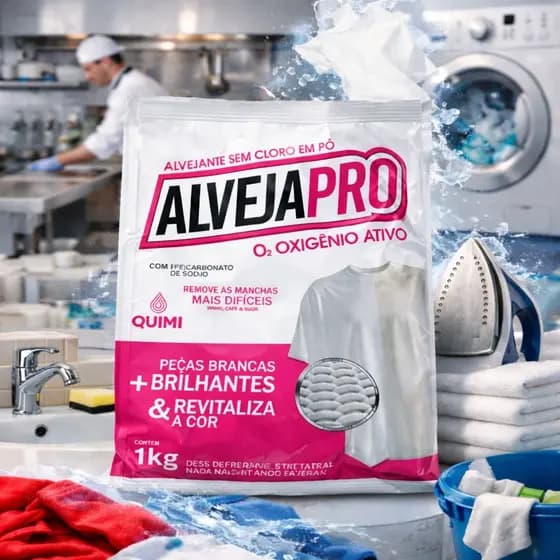 Alveja Pro O2 1kg Sem Cloro – Remove Manchas Difíceis e Deixa as Roupas Brancas Brilhantes ✨