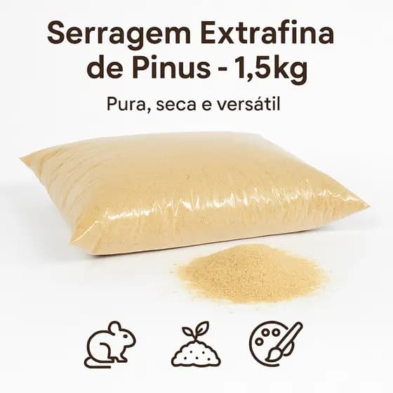 Pó de madeira/Serragem extrafina/Maravalha de pinus - 1,5kg