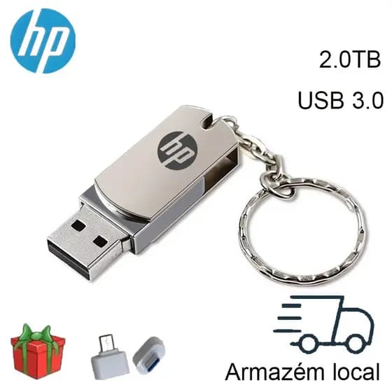 HP Pen Drive 2TB USB 3.0 Para Unidade Flash À Prova D'água De Armazenamento De Grande Capacidade Arquivos , Música , Etc