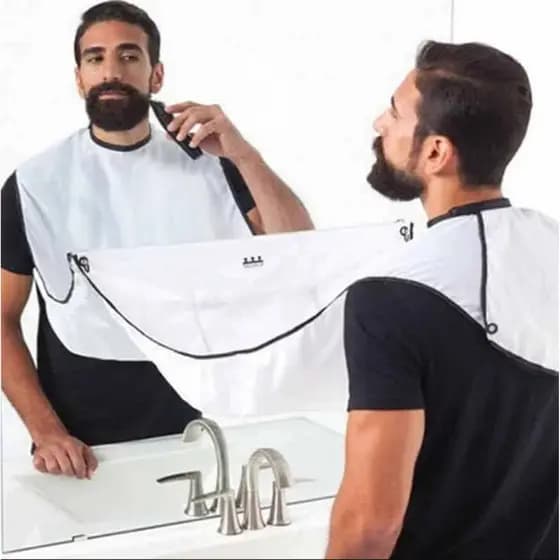 Avental Coletor de Barba com Ventosa Capa Barbear Limpeza sem Sujeira para Banheiro