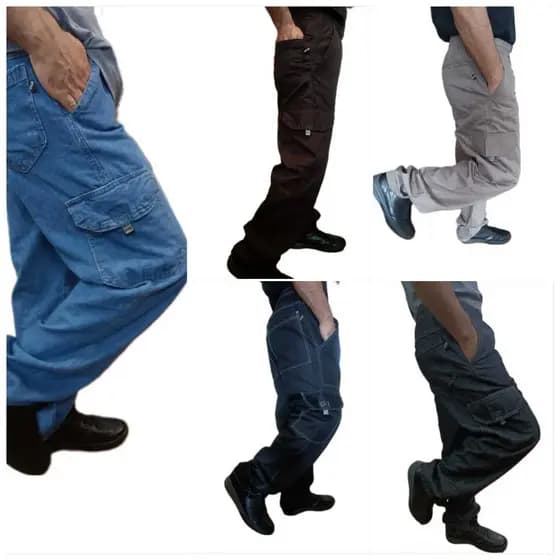 Calça cargo dazzling masculinas jeans e sarja 6 BOLSOS CINTURA COM ELÁSTICO