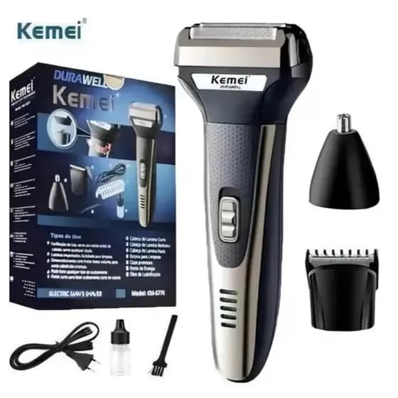 Máquina de Cortar Cabelo Barbeador Elétrico e Aparador de Pelos 3 em 1 Kemei Original