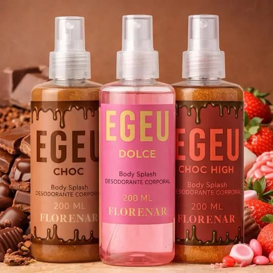 Trio Body Splash Choc High, Choc e Dolce 200ml Cada com gliter