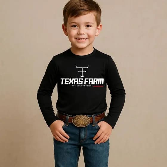 Camisa Uv Infantil Texas Farm Manga Longa Proteção Térmica