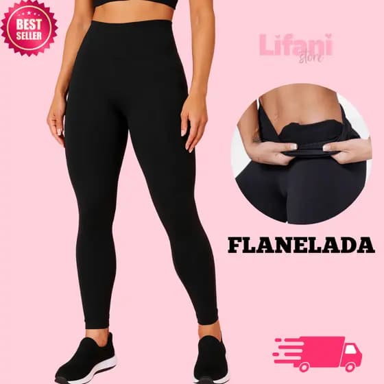 Calça Legging Feminina Flanelada Cintura Alta Suplex Grossa Peluciada