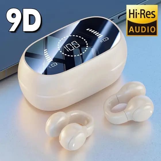 Fone de ouvido de condução óssea com clipe de ouvido sem fio, Fone de Ouvido Bluetooth sem fio LED Display Inteligente L