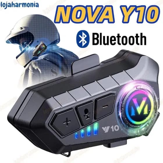 Y10 Fone De Capacete Com Luz Ambiente Bluetooth 5.3 Para Capacete Ipx6 À Prova D'água Para Motocicleta