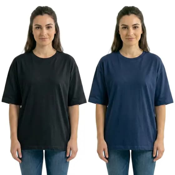 Kit 2 Camisetas Feminina Oversized Algodão Básica Moderna Dia a Dia Trabalho