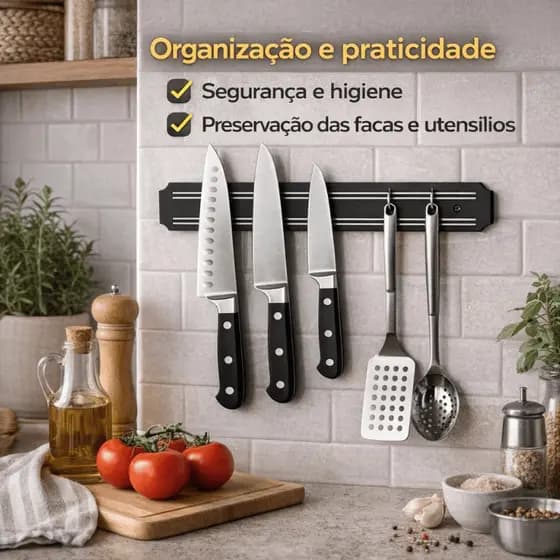 Barra Magnética Para Facas Suporte Imantado De Parede Porta Facas Cozinha Organizador Utensílios
