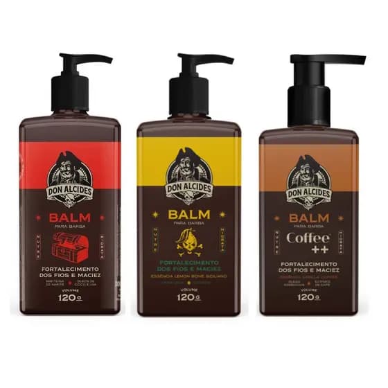 Kit 3x Balm Para Barba Lemon Barba Negra Coffee Don Alcides