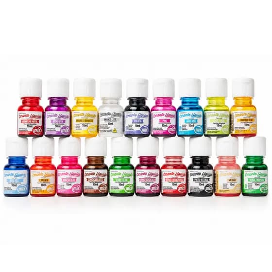 10un CORANTE LÍQUIDO ALIMENTÍCIO MIX 10ml DIVERSAS CORES