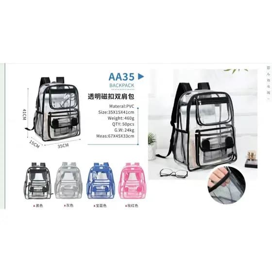 Mochila De PVC Transparente À Prova D'água Bolsa De Armazenamento De Grande Capacidade Estudante Viagem