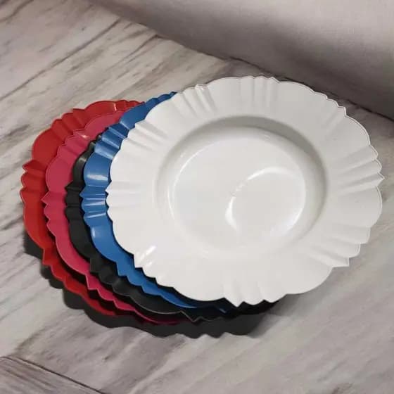 Pratos Fundo Pétala Refeição; Kit 8,10,12,16 ou 20 (Plástico). Almoço/Jantar.
