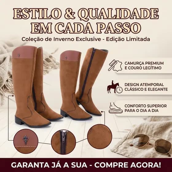 Botina Texana Country para Mulheres - Moda Western Bota CANO ALTO botina cano alto
