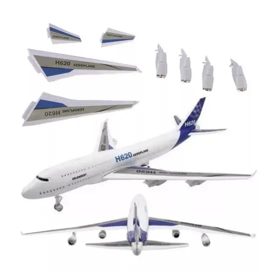 Avião De Brinquedo Fricção Acende Luzes E Som + Pilha Cor Branco