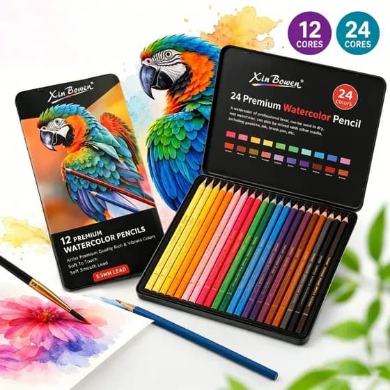 Kit 12/24 Cores Conjunto Profissional de Lápis Coloridos Lápis de Cor para Desenho Arte 034