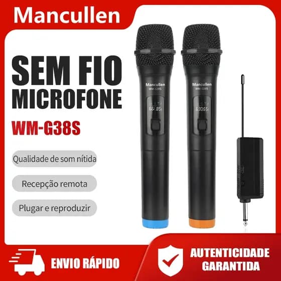 Mancullen Microfone sem fio Dual Handheld Uhf Profissional Karaoke para Videoke