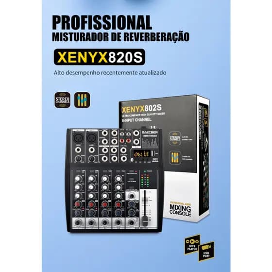Mixer profissional de 4 canais com efeito de reverberação Bluetooth integrado para apresentações em palco mixer de áudio