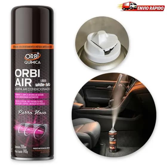Higienizador Limpa Ar Condicionado Automotivo Orbi Air Spray 200ml (Carro Novo, Lavanda, Floral)