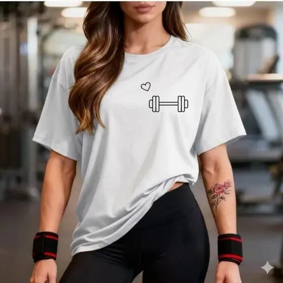 Camiseta Roupa de Academia Feminina Camisa Tshirt Blusa 100% Algodão Fitness