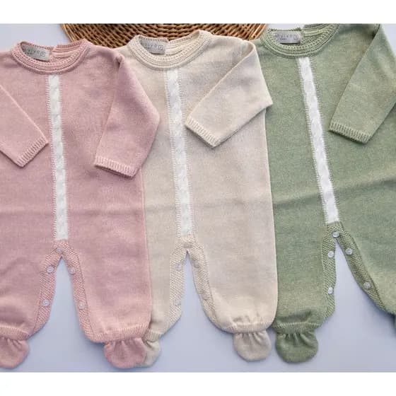 Macacão de Bebê em Tricot Saída Maternidade Roupa Infantil Menina e Menino Trançado Outono Inverno