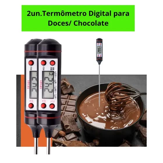 Termômetro Digital Culinária Óleo, Doce, Água e Carne com Sonda Precisa e Tela LCD Leituras Rápida
