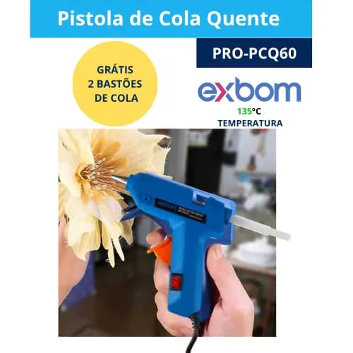 Pistola Cola Quente Pequena + 2Bastões de Cola Quente Profissional Bivolt Exbom