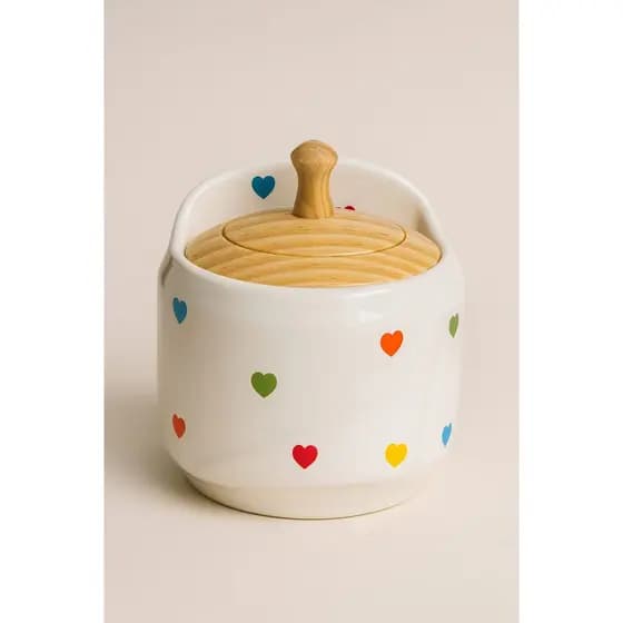 SALEIRO C/ TAMPA DE MADEIRA - CERAMICA 1º LINHA