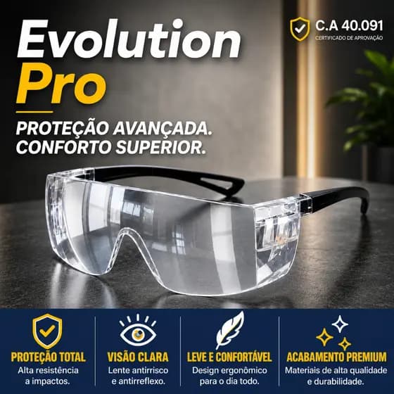 Óculos Proteção Epi Segurança Evolution Pro