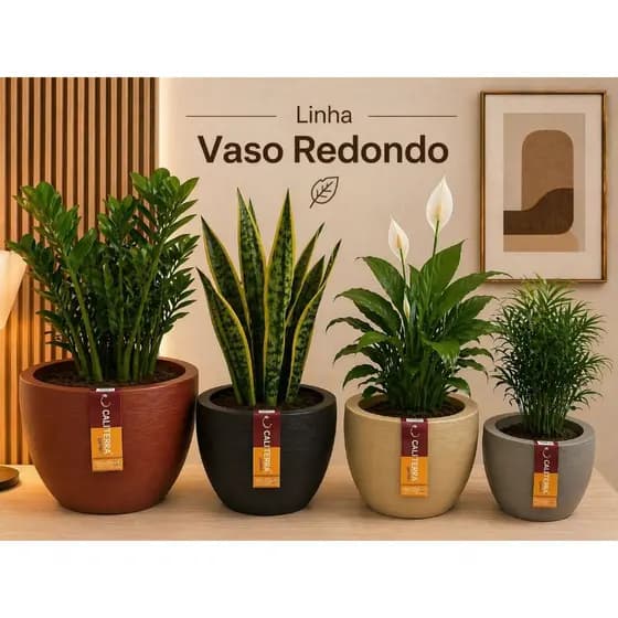 Vaso de Planta Decorativo Polietileno Redondo Grafiato