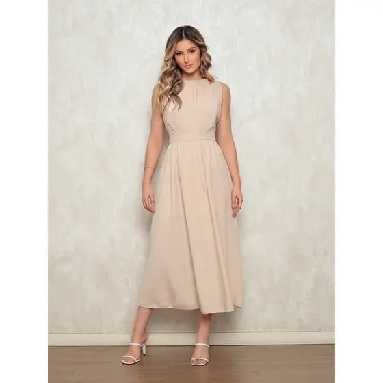 Vestido Feminino em Crepinho - Elegante e Sofisticado, Cintura Marcada e Saia Solta - Eventos Formais e Casuais