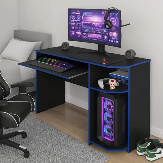 Mesa para Computador Gamer Com Gaveta Para Teclado e Nicho CPU