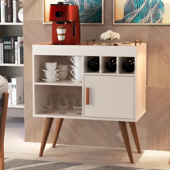Buffet Para Casa Barzinho Aparador 1 Porta Cafeteira com pés palito