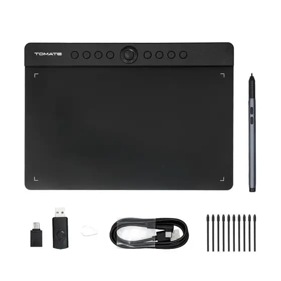 Mesa Digitalizadora 10x6" com Caneta Sensível 8192 Níveis 8 Teclas de Atalho Conexão USB-C OTG