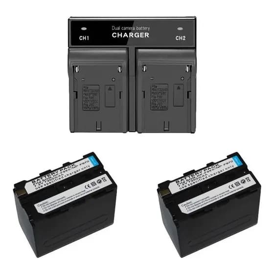 2 Baterias Np F970 Iluminador Led + Carregador Duplo Np F970