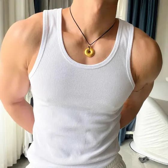 Americano cor sólida rosqueado colete masculino branco Bottoming camiseta sem mangas colete magro All-Match Fitness espo