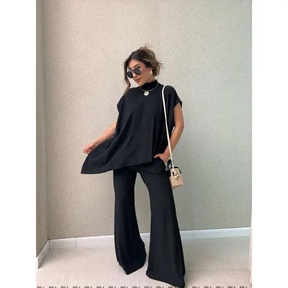 Conjunto Feminino Oversized Elegante e Confortável com Gola Alta