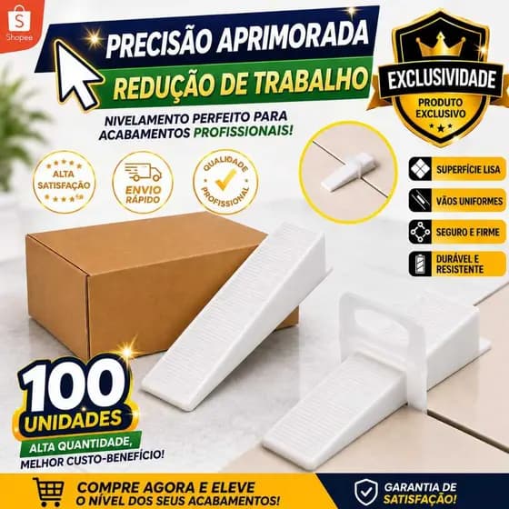 Cunha Nivelador Espaçador Smart Piso Porcelanato Grande Formato Deplasti 100 Peças BC