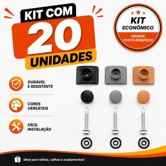 Kit Capa Parafuso Telha 20 Peças 5.5 x 75mm Auto Brocante
