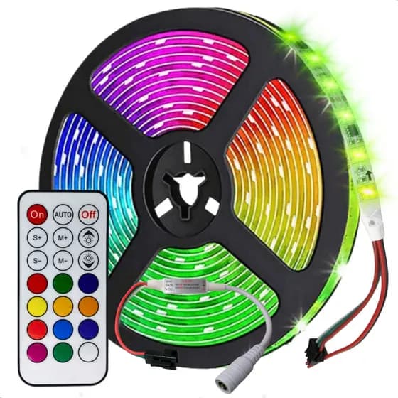 Fita Led RGB Luz Colorida 5m Metros Lede em Fita 12v 300 Leds Alto Brilho com Controle e Central