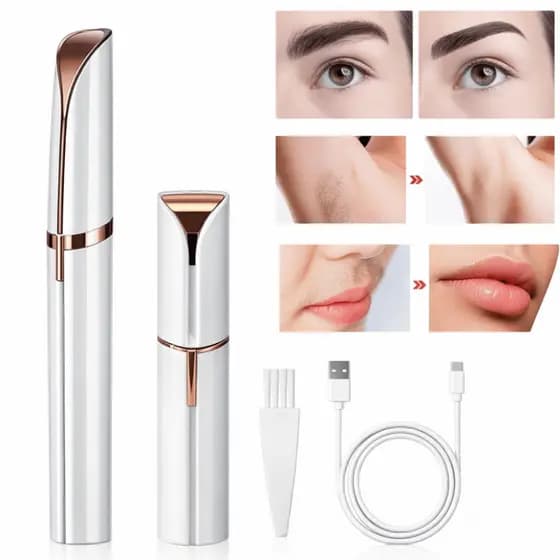 Kit 2 Depiladores Indolores Facial e um depilador de Sobrancelha Portátil LED Sem Dor Portátil USB