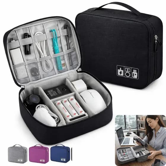Bolsa Organizadora De Cabos E Acessórios Eletrônicos Carregador fone Com divisória Viagem