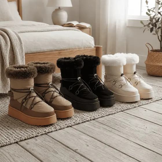 Bota Pantufa Feminina Forrada Tendência Inverno Solado Alto Antiderrapante Interno Externo