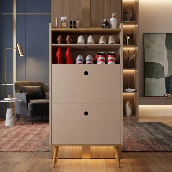 Sapateira Vertical Fechada Porta Sapatos Gaveta Articulável Hall Entrada Quarto Apartamento Retrô