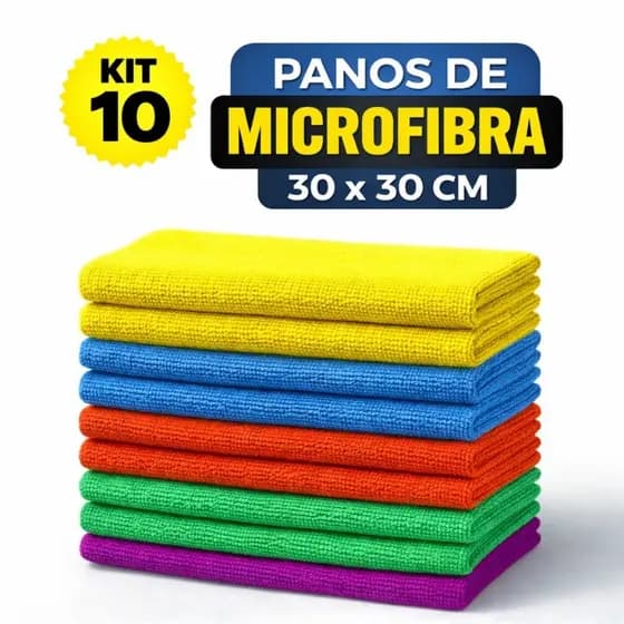 Kit 10 Panos de Limpeza em Microfibra Alta Absorção Multiuso